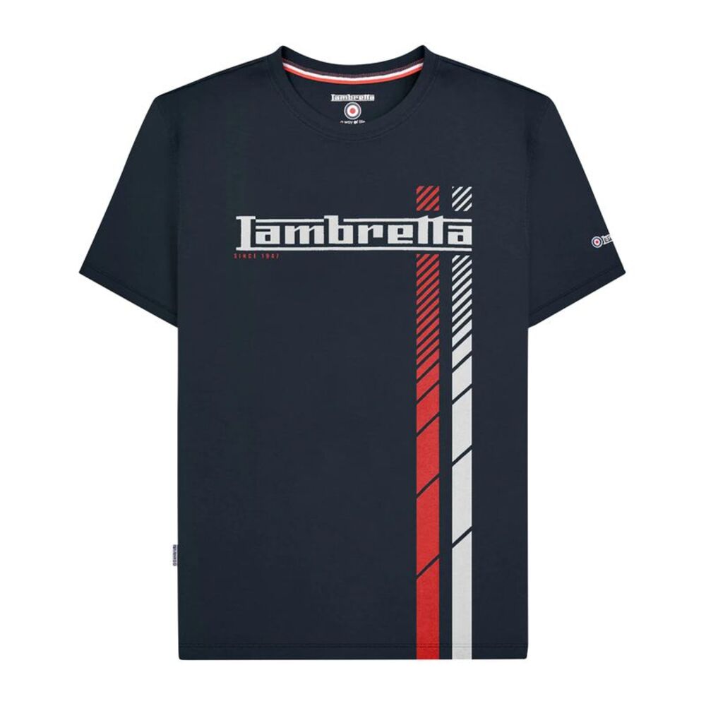 Lambretta Mens SS25 Racing Stripe T-Shirt / Navy